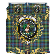 Watson Ancient Tartan Crest Bedding Set - Golden Thistle Style