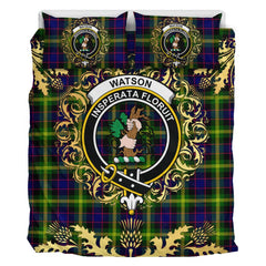 Watson Modern Tartan Crest Bedding Set - Golden Thistle Style