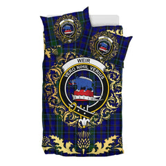 Weir Tartan Crest Bedding Set - Golden Thistle Style