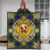 Whitefoord Modern Tartan Crest Premium Quilt - Gold Thistle Style