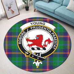 Young Modern Tartan Crest Round Rug