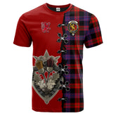 Broun Modern Tartan T-shirt - Lion Rampant And Celtic Thistle Style