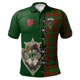Bruce Hunting Tartan Polo Shirt - Lion Rampant And Celtic Thistle Style