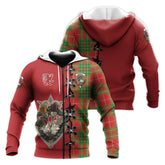 Burnett Ancient Tartan Hoodie - Lion Rampant And Celtic Thistle Style