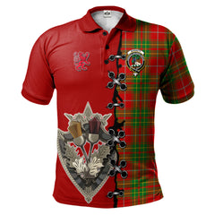 Burnett Ancient Tartan Polo Shirt - Lion Rampant And Celtic Thistle Style