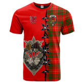 Cameron Modern Tartan T-shirt - Lion Rampant And Celtic Thistle Style