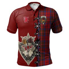 Cameron of Locheil Tartan Polo Shirt - Lion Rampant And Celtic Thistle Style