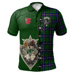 Carmichael Modern Tartan Polo Shirt - Lion Rampant And Celtic Thistle Style