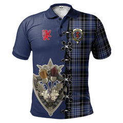 Clark Tartan Polo Shirt - Lion Rampant And Celtic Thistle Style