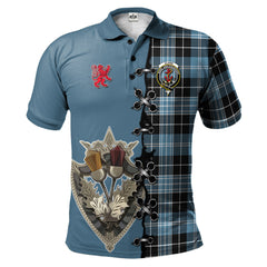 Clark Ancient Tartan Polo Shirt - Lion Rampant And Celtic Thistle Style