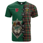 Cumming Hunting Ancient Tartan T-shirt - Lion Rampant And Celtic Thistle Style
