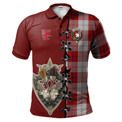 Cunningham Dress Tartan Polo Shirt - Lion Rampant And Celtic Thistle Style