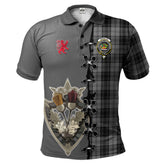 Douglas Grey Tartan Polo Shirt - Lion Rampant And Celtic Thistle Style