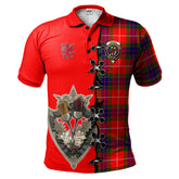 Fraser Modern Tartan Polo Shirt - Lion Rampant And Celtic Thistle Style