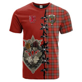 Fraser Weathered Tartan T-shirt - Lion Rampant And Celtic Thistle Style