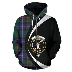 MacRae Hunting Modern Tartan Crest Zipper Hoodie - Circle Style