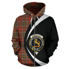 MacKintosh Hunting Weathered Tartan Crest Zipper Hoodie - Circle Style