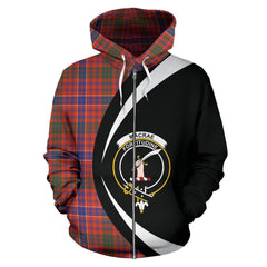 MacRae Ancient Tartan Crests Zipper Hoodie - Circle Style