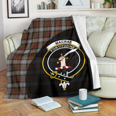 MacRae Hunting Weathered Tartan Crest Blanket Wave Style
