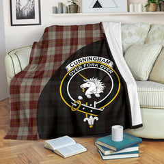 Cunningham Burgundy Dancers Tartan Crest Blanket Wave Style