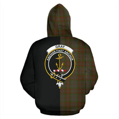Gray Tartan Crest Zipper Hoodie - Half Of Me Style