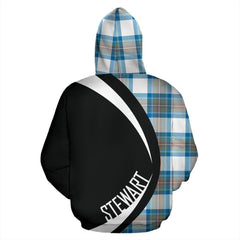 Stewart Muted Blue Tartan Crest Hoodie - Circle Style