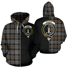 MacKay Weathered Tartan Crest Zipper Hoodie - Half Of Me Style