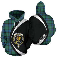 Sinclair Hunting Ancient Tartan Crest Zipper Hoodie - Circle Style
