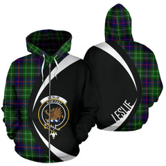 Leslie Hunting Tartan Crest Zipper Hoodie - Circle Style