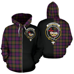 MacDonald Modern Tartan Crest Zipper Hoodie - Half Of Me Style