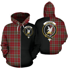 Lindsay Weathered Tartan Crest Zipper Hoodie - Half Of Me Style