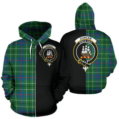 Duncan Ancient Tartan Crest Zipper Hoodie - Half Of Me Style