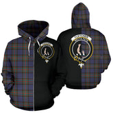 Fletcher of Dunans Tartan Crest Zipper Hoodie - Half Of Me Style