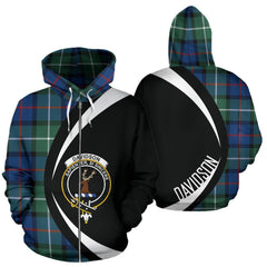 Davidson of Tulloch Tartan Crest Zipper Hoodie - Circle Style
