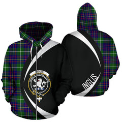 Inglis Modern Tartan Crest Zipper Hoodie - Circle Style