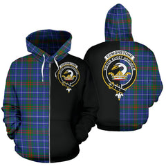 Edmonstone Tartan Crest Zipper Hoodie - Half Of Me Style