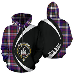 MacDonald Dress Modern Tartan Crest Zipper Hoodie - Circle Style