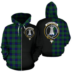 MacCallum Tartan Crest Zipper Hoodie - Half Of Me Style