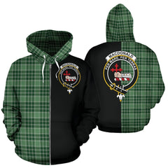 MacDonald Lord of the Isles Hunting Tartan Crest Zipper Hoodie - Half Of Me Style