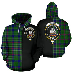 Duncan Modern Tartan Crest Zipper Hoodie - Half Of Me Style