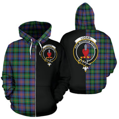 Logan Ancient Tartan Crest Zipper Hoodie - Half Of Me Style