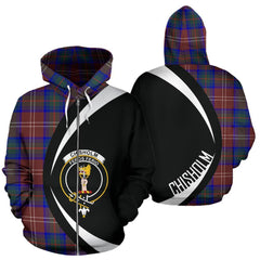 Chisholm Hunting Modern Tartan Crest Zipper Hoodie - Circle Style