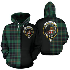 MacAulay Hunting Ancient Tartan Crest Zipper Hoodie - Half Of Me Style