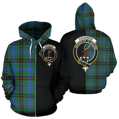 Davidson Ancient Tartan Crest Zipper Hoodie - Half Of Me Style