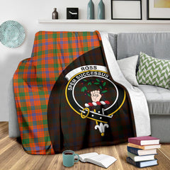 Ross Ancient Tartan Crest Blanket Wave Style