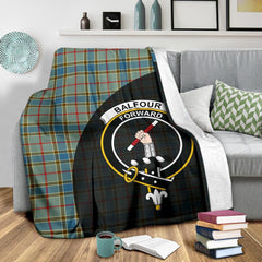 Balfour Blue Tartan Crest Blanket Wave Style