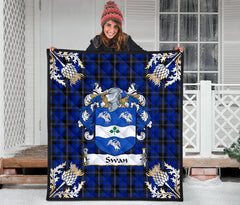 Swan Tartan Crest Premium Quilt - Gold Thistle Style SP