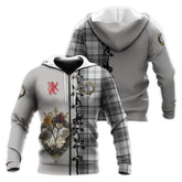 Glendinning Tartan Hoodie - Lion Rampant And Celtic Thistle Style