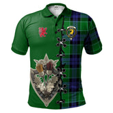 Haldane Tartan Polo Shirt - Lion Rampant And Celtic Thistle Style