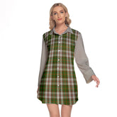 Hay White Dress Tartan Women's Lapel Shirt Dress With Long Sleeve